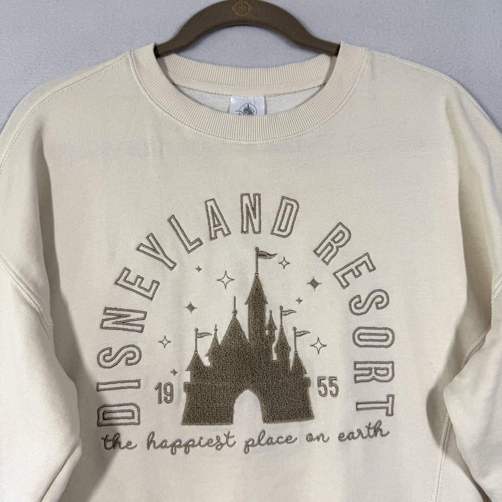 Disneyland Resort Sweatshirt Size XS Happiest Place on Earth Embroidered Cream - Picture 2 of 12